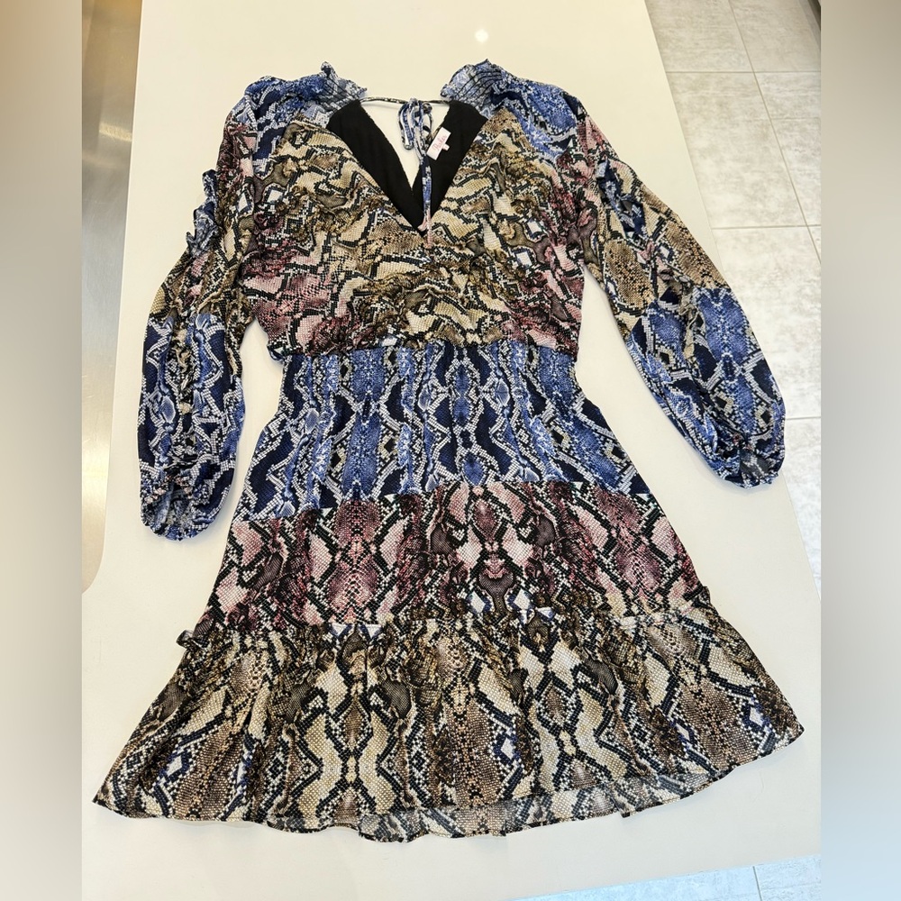 PARKER Gladis Python Print 100% SILK Georgette‎ Mini Dress, Size S, Retail $368 - Picture 12 of 12